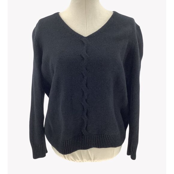 Talbots Woman 2X Black V-Neck Wool Sweater - Picture 4 of 8